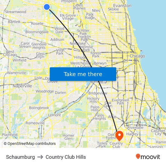 Schaumburg to Country Club Hills map