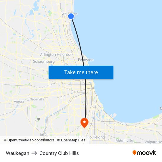 Waukegan to Country Club Hills map