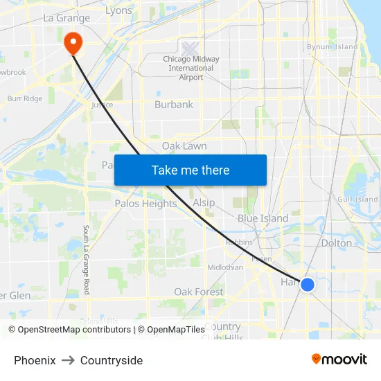 Phoenix to Countryside map