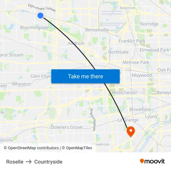 Roselle to Countryside map