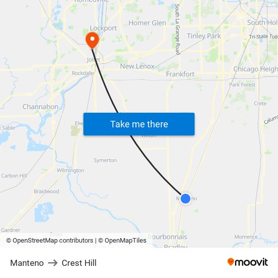 Manteno to Crest Hill map