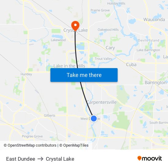 East Dundee to Crystal Lake map