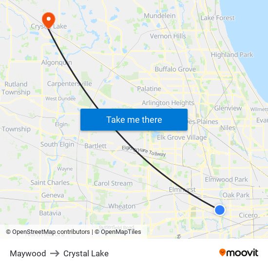 Maywood to Crystal Lake map