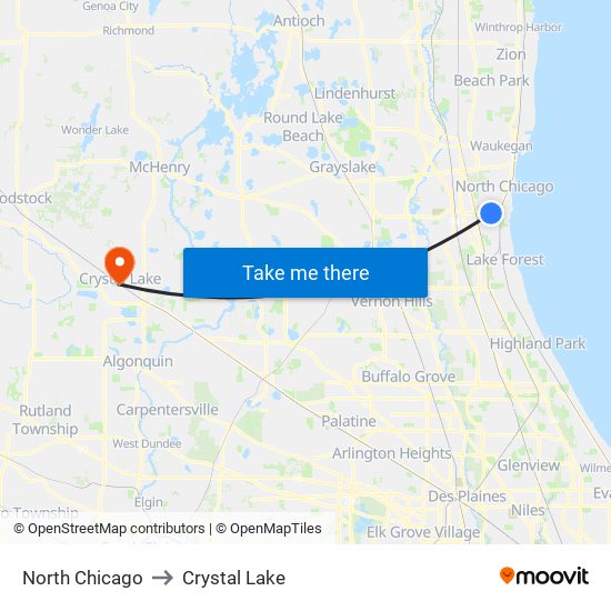 North Chicago to Crystal Lake map