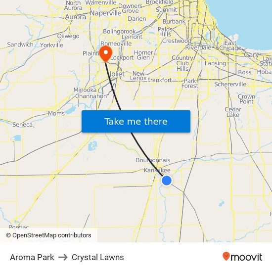 Aroma Park to Crystal Lawns map