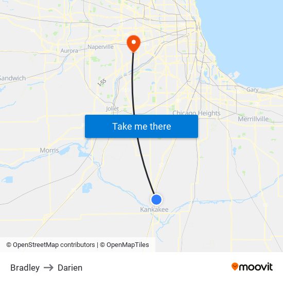 Bradley to Darien map