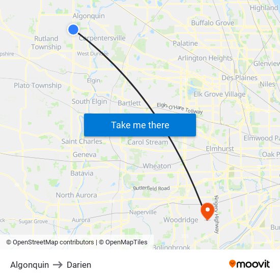 Algonquin to Darien map