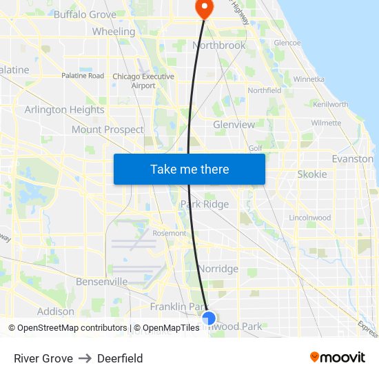 River Grove to Deerfield map