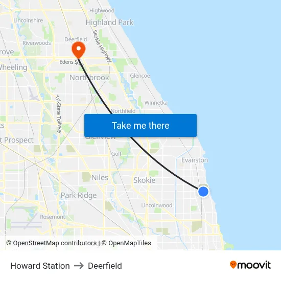 Howard Station to Deerfield map