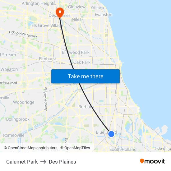 Calumet Park to Des Plaines map