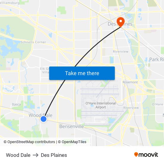 Wood Dale to Des Plaines map