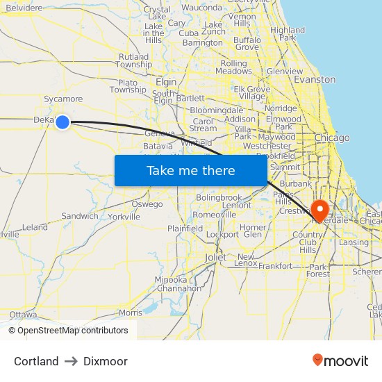 Cortland to Dixmoor map