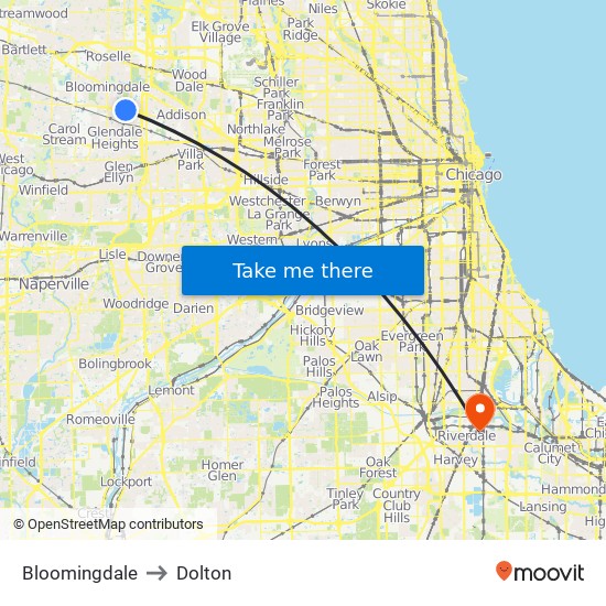 Bloomingdale to Dolton map