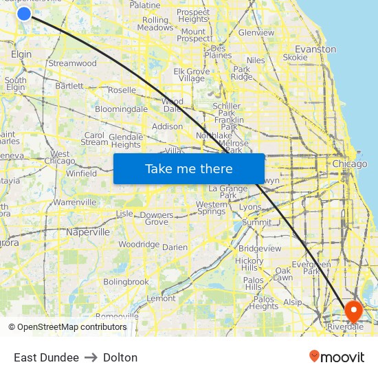 East Dundee to Dolton map