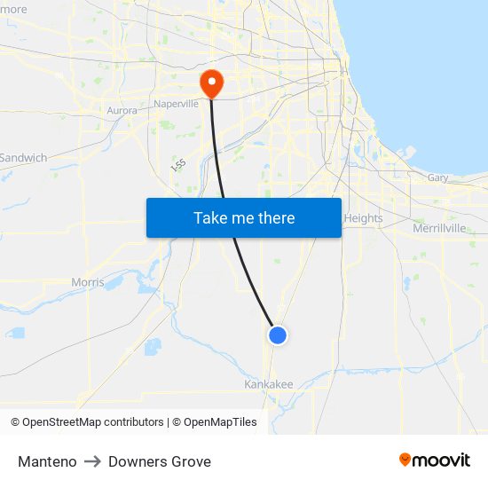 Manteno to Downers Grove map