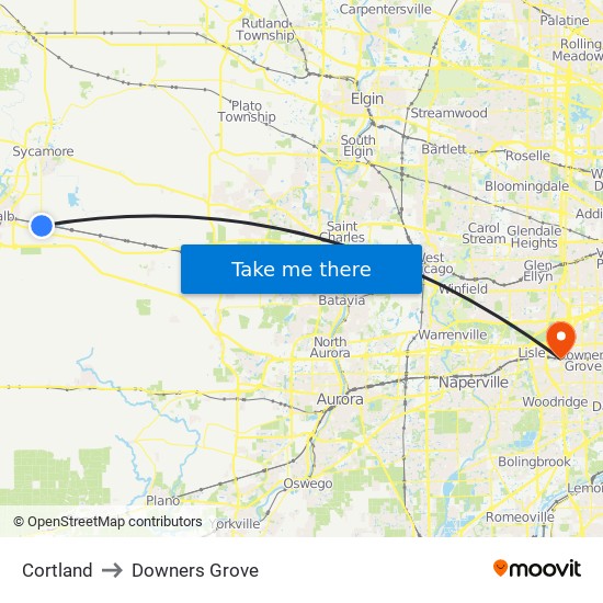 Cortland to Downers Grove map