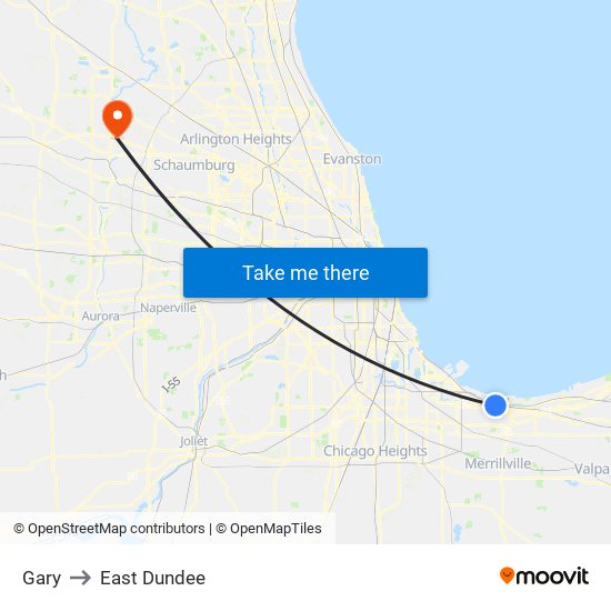 Gary to East Dundee map