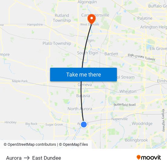 Aurora to East Dundee map