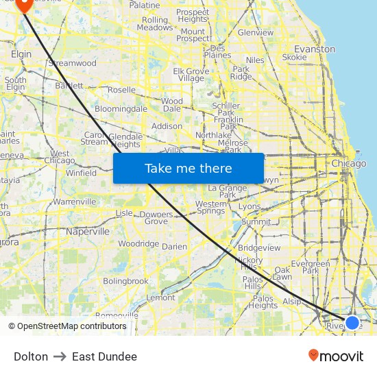 Dolton to East Dundee map