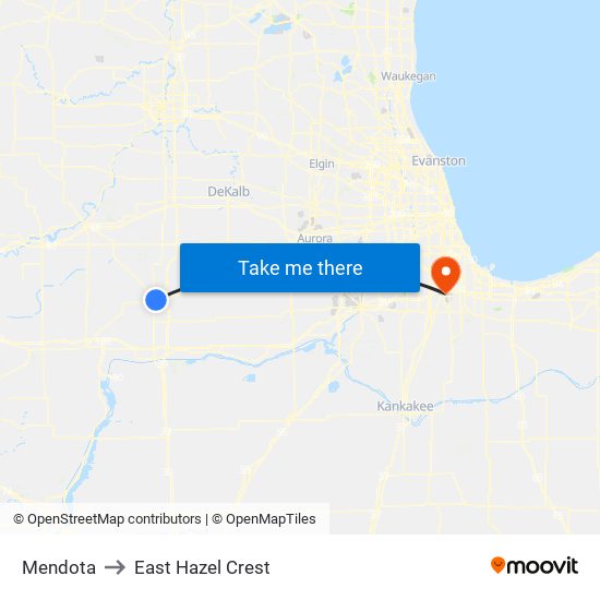 Mendota to East Hazel Crest map