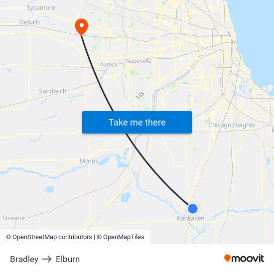 Bradley to Elburn map