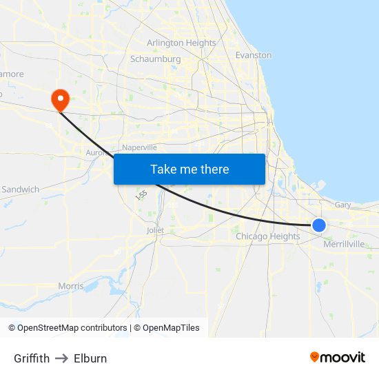 Griffith to Elburn map