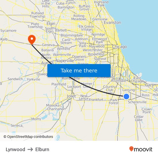 Lynwood to Elburn map