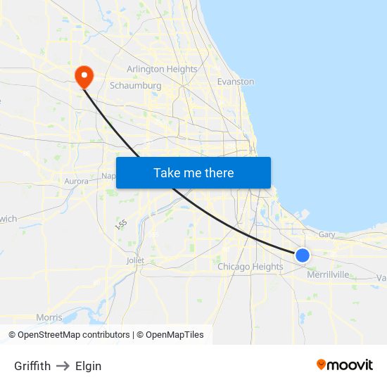 Griffith to Elgin map