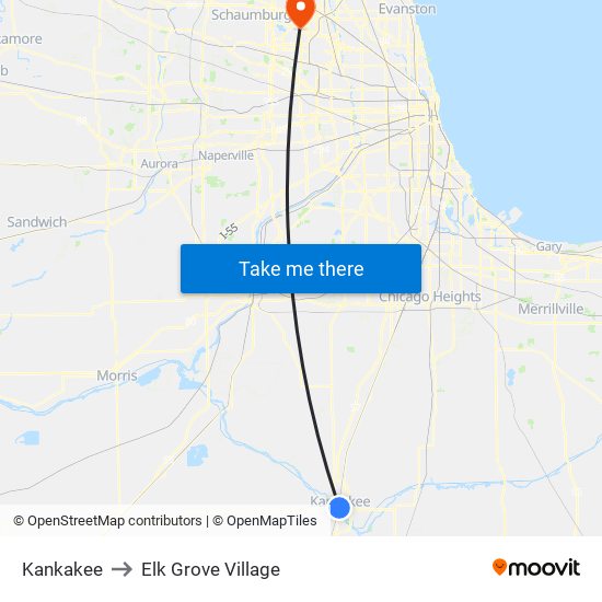 Kankakee to Elk Grove Village map