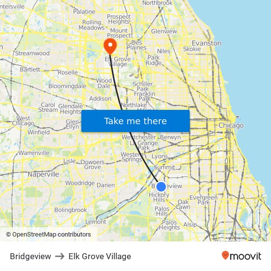 Bridgeview to Bridgeview map