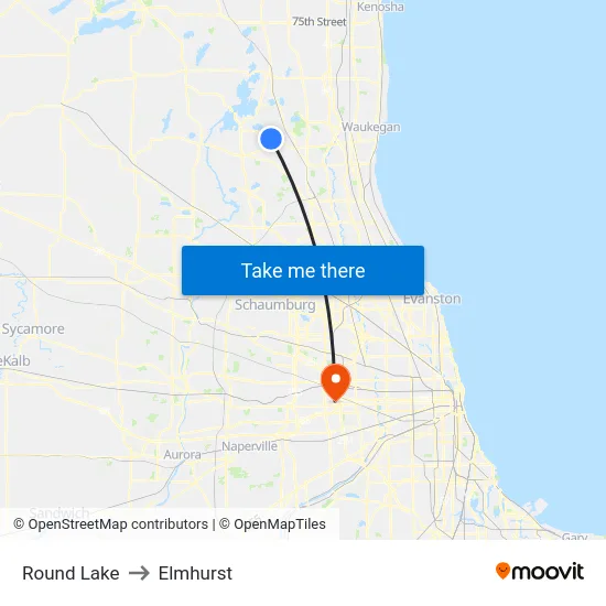 Round Lake to Elmhurst map