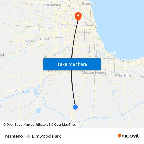 Manteno to Elmwood Park map