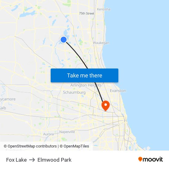 Fox Lake to Elmwood Park map