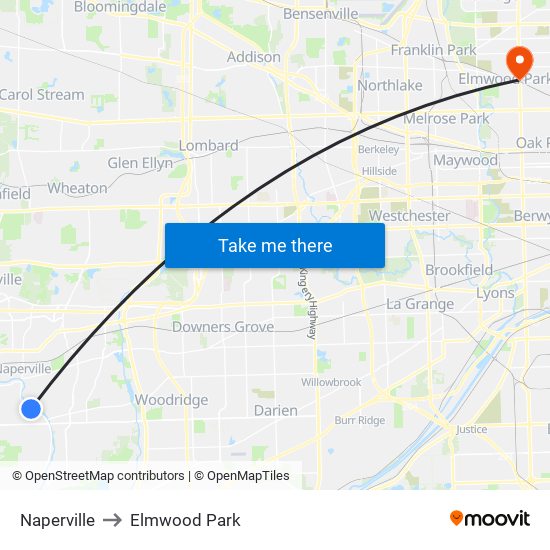 Naperville to Naperville map