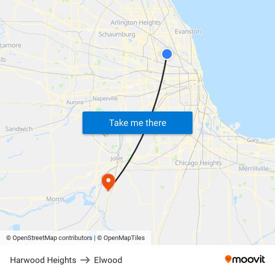 Harwood Heights to Harwood Heights map