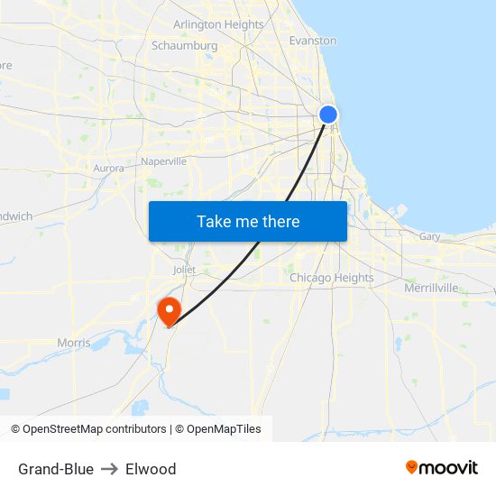 Grand-Blue to Elwood map
