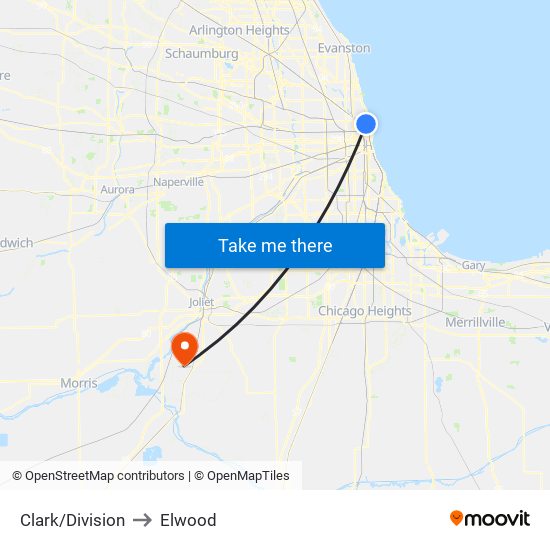 Clark/Division to Elwood map