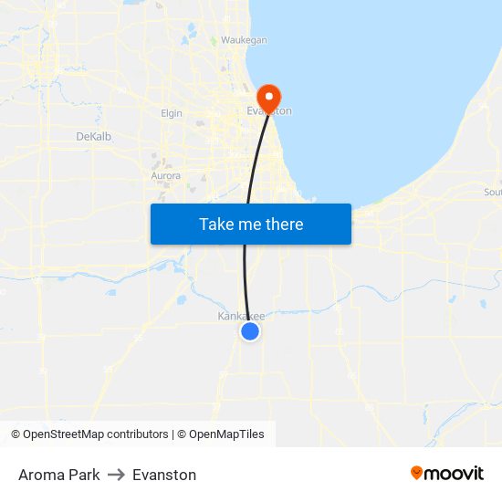 Aroma Park to Evanston map