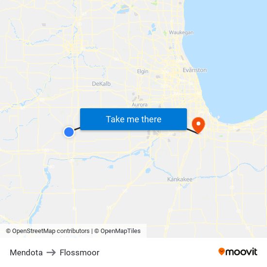 Mendota to Flossmoor map