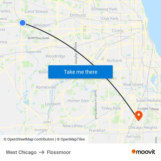 West Chicago to West Chicago map