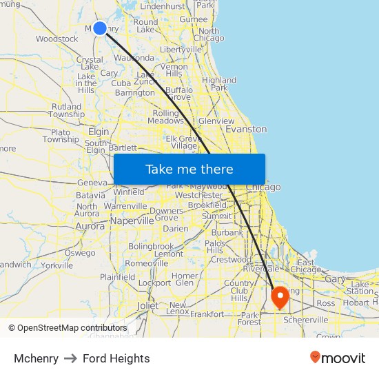 Mchenry to Ford Heights map
