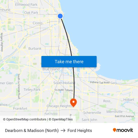 Dearborn & Madison (North) to Ford Heights map