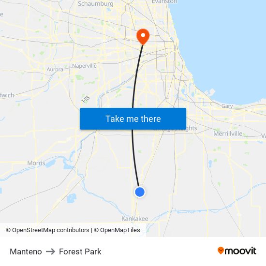 Manteno to Forest Park map