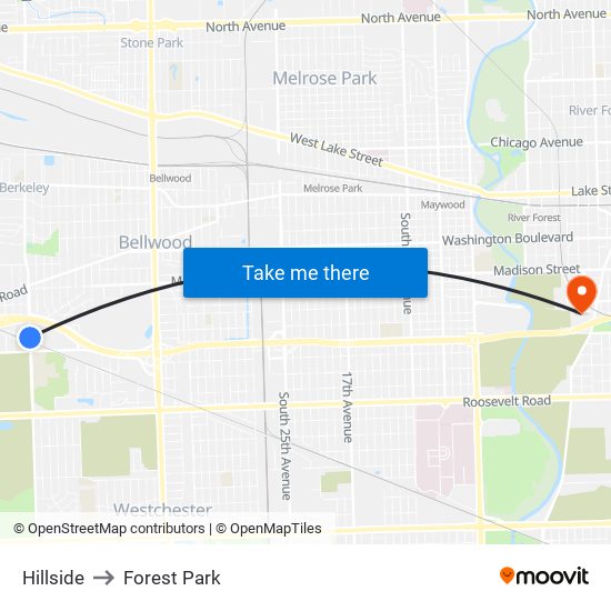 Hillside to Forest Park map