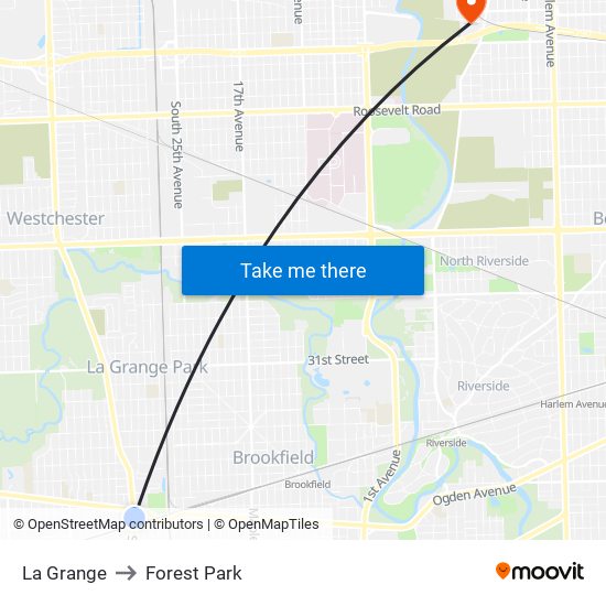 La Grange to Forest Park map