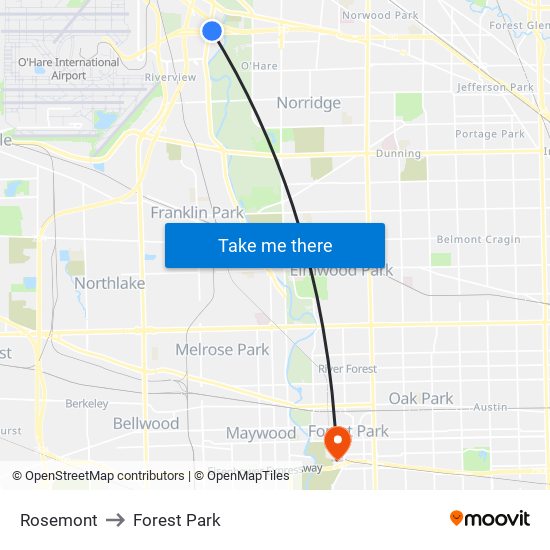 Rosemont to Forest Park map