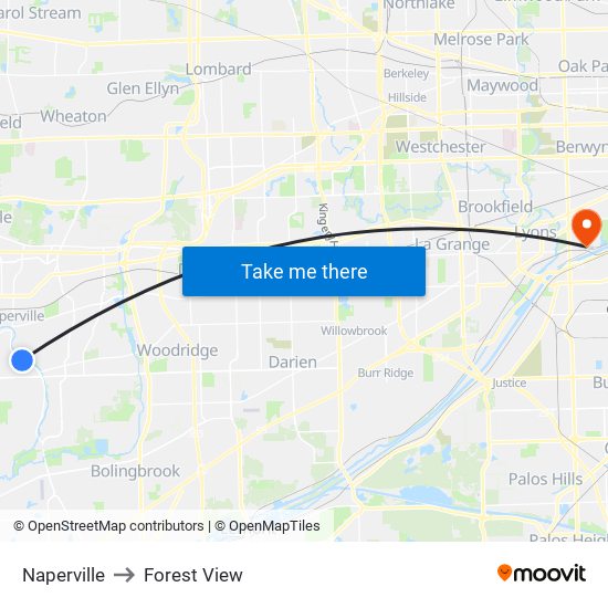 Naperville to Naperville map