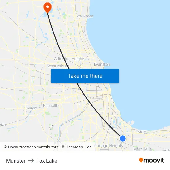 Munster to Fox Lake map