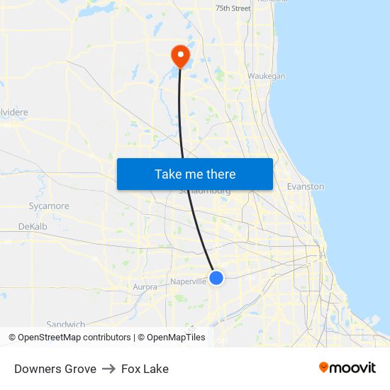 Downers Grove to Fox Lake map