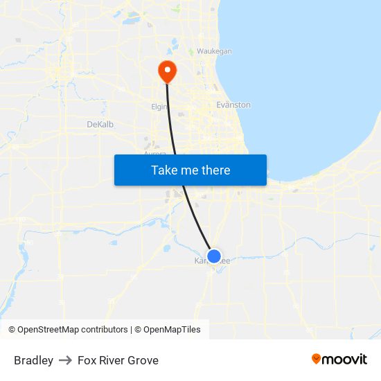 Bradley to Fox River Grove map